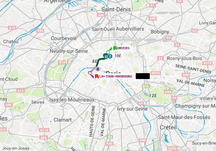 plan itinéraire ratp de Anvers à La Tour-Maubourg