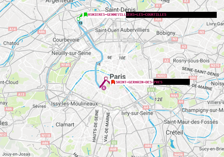 plan itinéraire ratp de Asnieres-Gennevilliers Les Courtilles à Saint-Germain des Prés