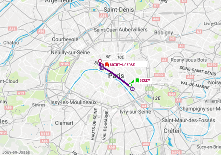 plan itinéraire ratp de Bercy à Saint-Lazare