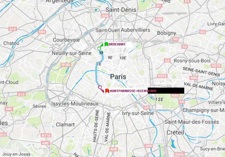 Métro Paris  itinéraire de Brochant à MontparnasseBienvenue