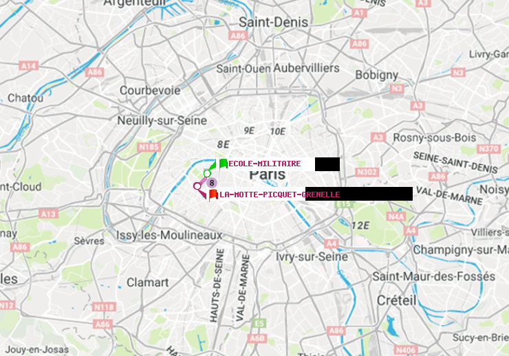 plan itinéraire ratp de Ecole Militaire à La Motte-Picquet-Grenelle