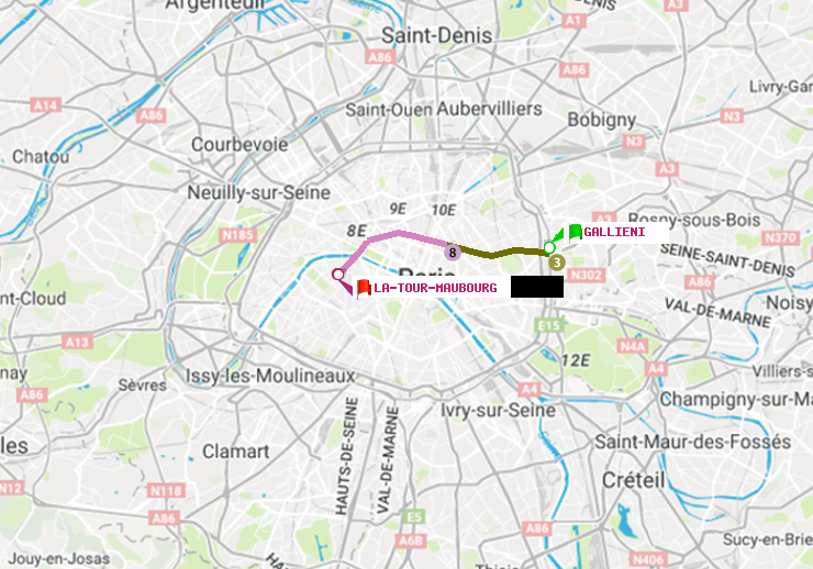 plan itinéraire ratp de Gallieni (Parc de Bagnolet) à La Tour-Maubourg