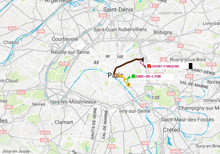 Gare De Lyon Map RER 54D Paris Gare De Lyon RER Lijn B Met Voorop   Gare De Lyon Saint Fargeau 