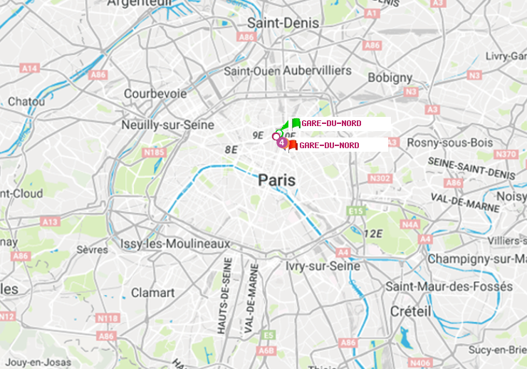 plan itinéraire ratp de Gare du Nord à Gare du Nord
