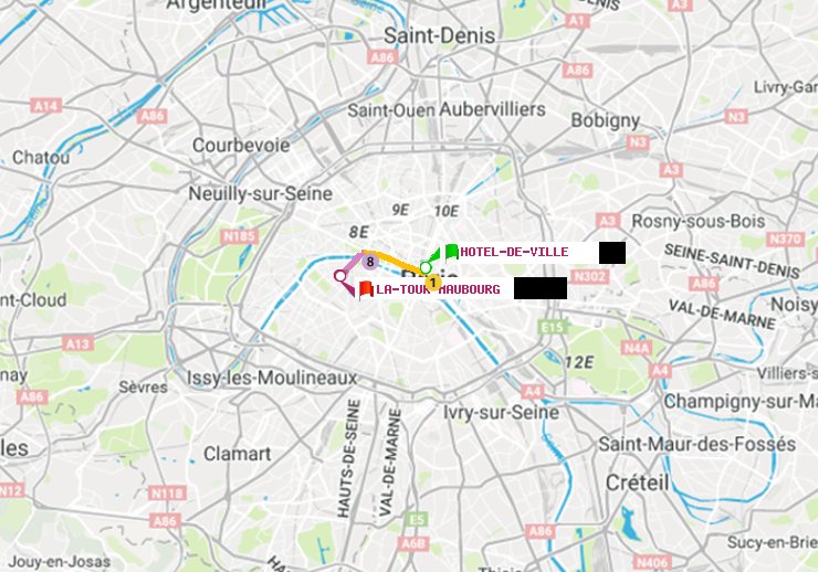 plan itinéraire ratp de Hôtel de Ville à La Tour-Maubourg