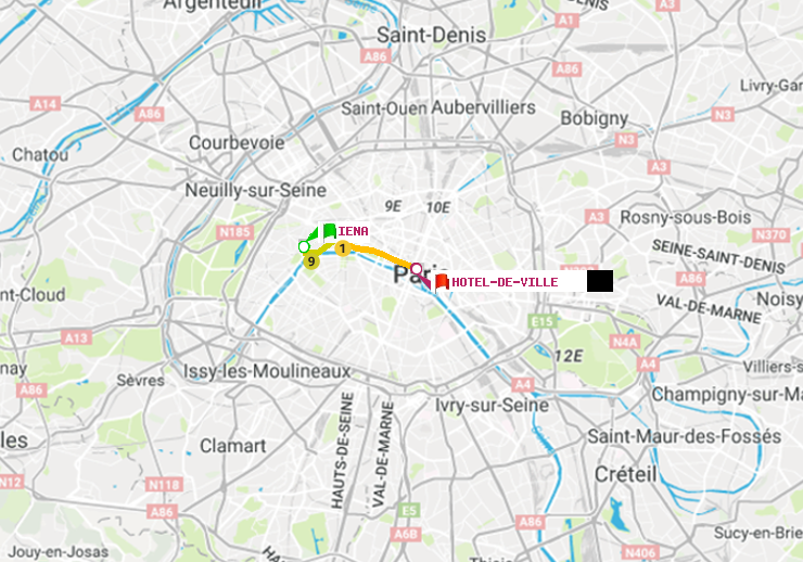 plan itinéraire ratp de Iéna à Hôtel de Ville
