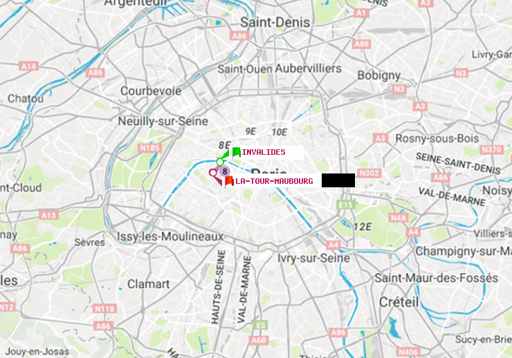 plan itinéraire ratp de Invalides à La Tour-Maubourg