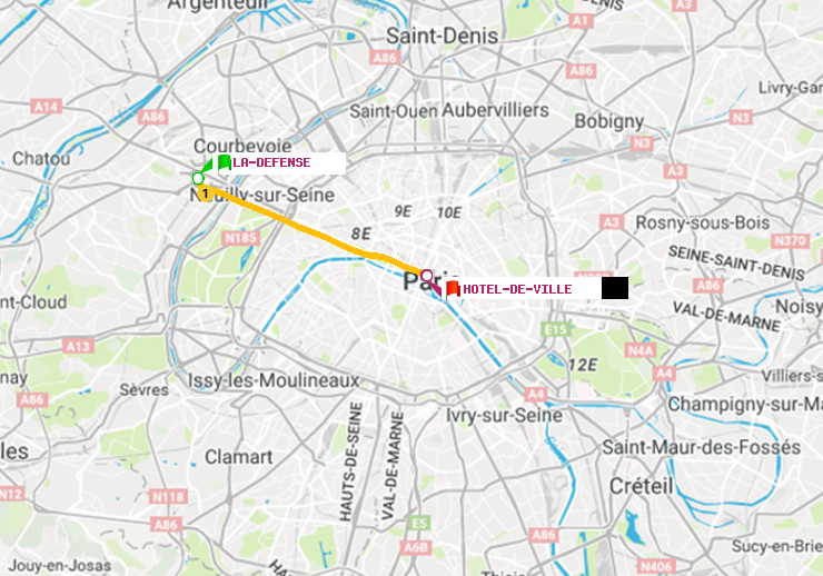 plan itinéraire ratp de La Défense (Grande Arche) à Hôtel de Ville