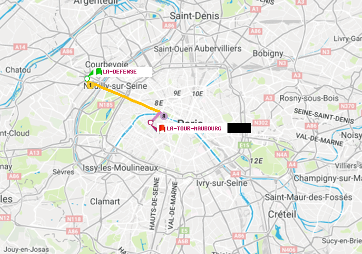 plan itinéraire ratp de La Défense (Grande Arche) à La Tour-Maubourg