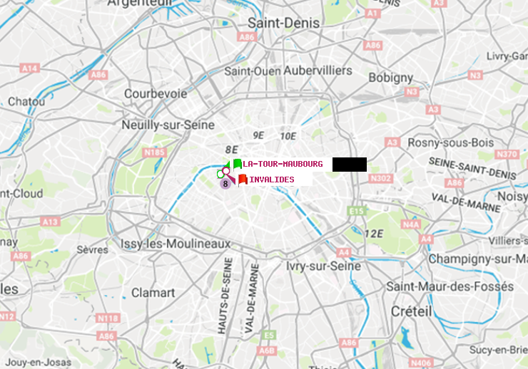 plan itinéraire ratp de La Tour-Maubourg à Invalides