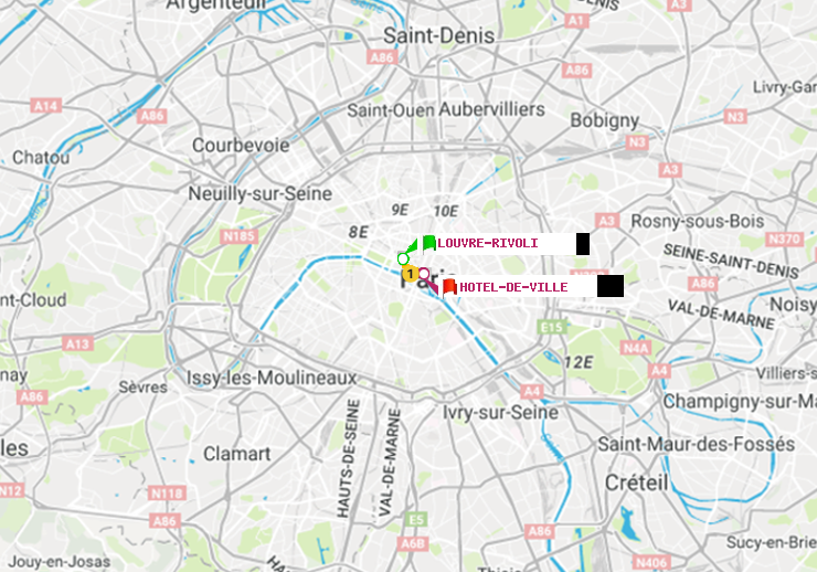 Métro Paris itinéraire de LouvreRivoli à Hôtel de Ville