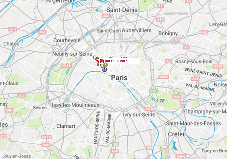 plan itinéraire ratp de Madeleine à Malesherbes