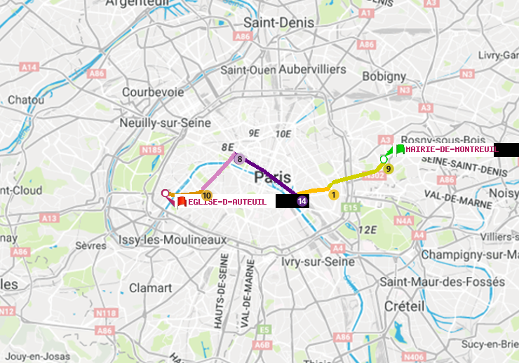 Métro Paris : Itinéraire De Mairie De Montreuil à Eglise D'Auteuil