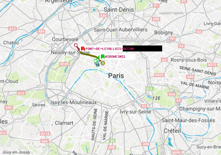 plan itinéraire ratp de Miromesnil à Pont de Levallois-Bécon