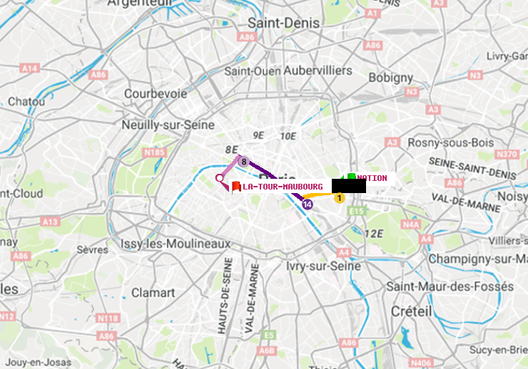 plan itinéraire ratp de Nation à La Tour-Maubourg