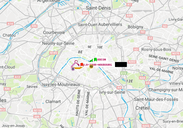 plan itinéraire ratp de Odéon à La Tour-Maubourg