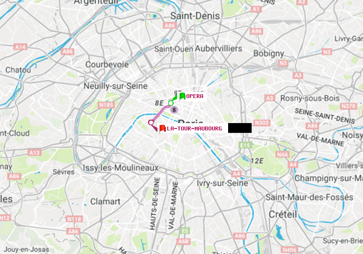 plan itinéraire ratp de Opéra à La Tour-Maubourg