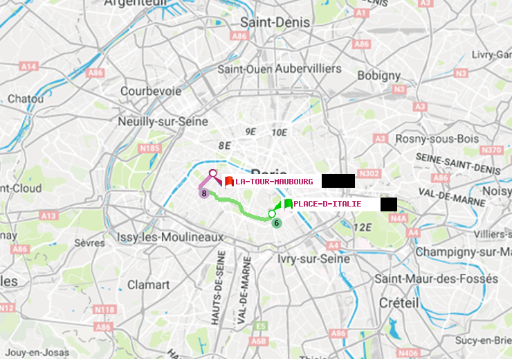 plan itinéraire ratp de Place d