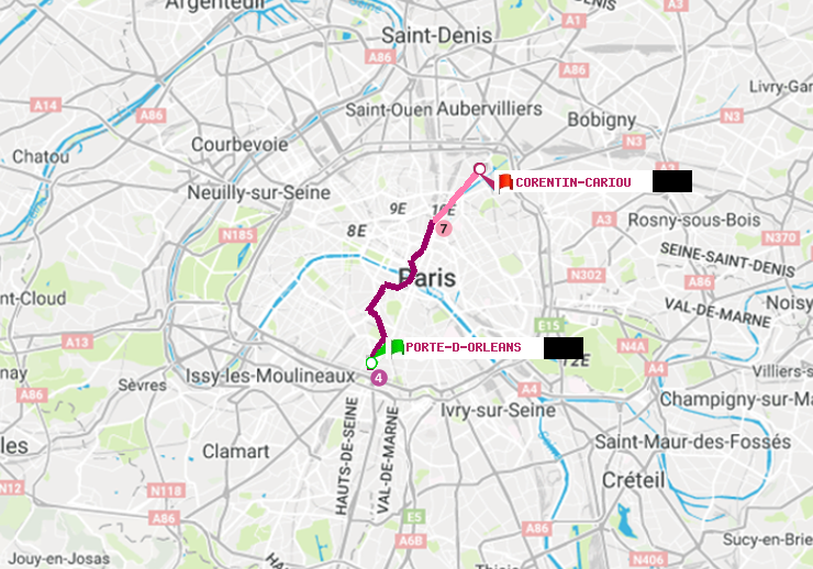 plan itinéraire ratp de Porte d