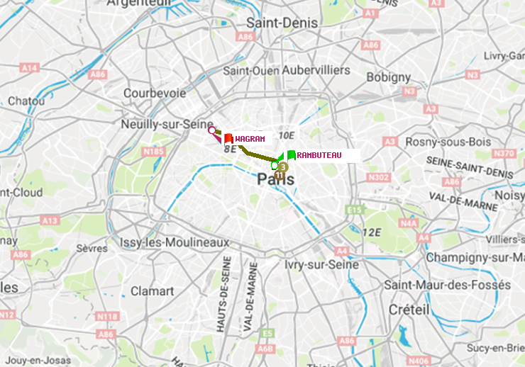 plan itinéraire ratp de Rambuteau à Wagram