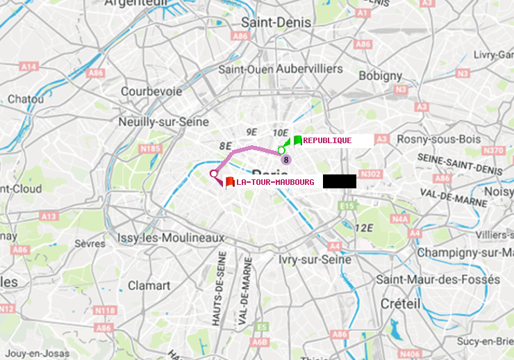 plan itinéraire ratp de République à La Tour-Maubourg