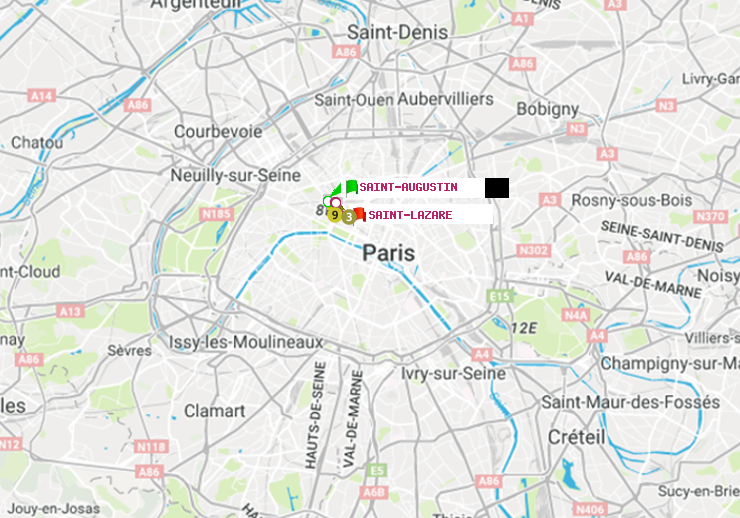 plan itinéraire ratp de Saint-Augustin à Saint-Lazare