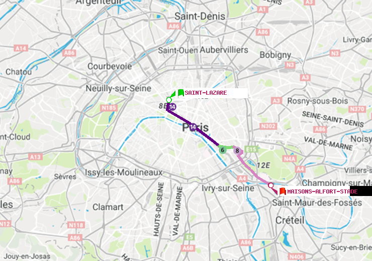 Métro Paris : Itinéraire De Saint-Lazare à Maisons-Alfort-Stade