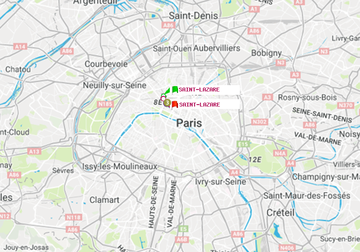 plan itinéraire ratp de Saint-Lazare à Saint-Lazare