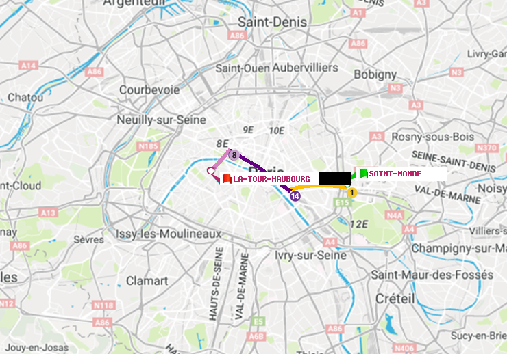 plan itinéraire ratp de Saint-Mandé à La Tour-Maubourg