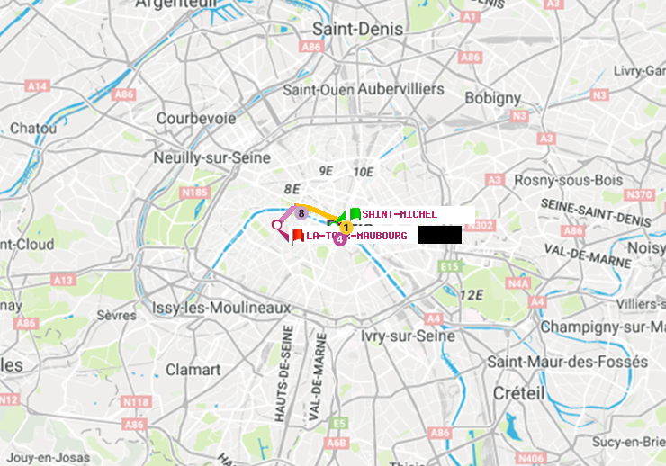 plan itinéraire ratp de Saint-Michel à La Tour-Maubourg