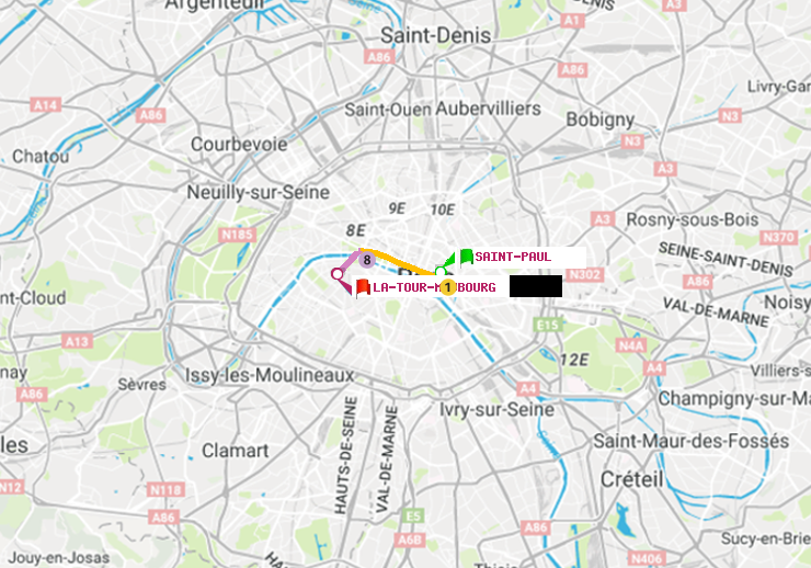 plan itinéraire ratp de Saint-Paul (Le Marais) à La Tour-Maubourg