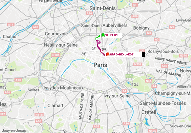 plan itinéraire ratp de Simplon à Gare de l