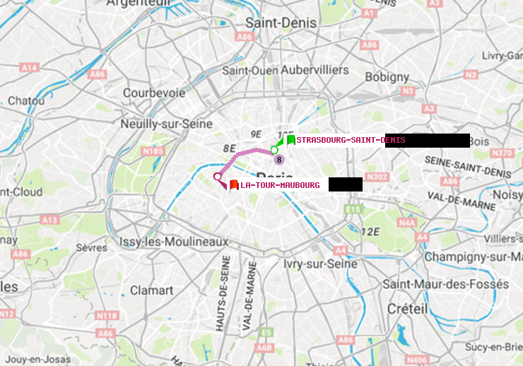 plan itinéraire ratp de Strasbourg-Saint-Denis à La Tour-Maubourg