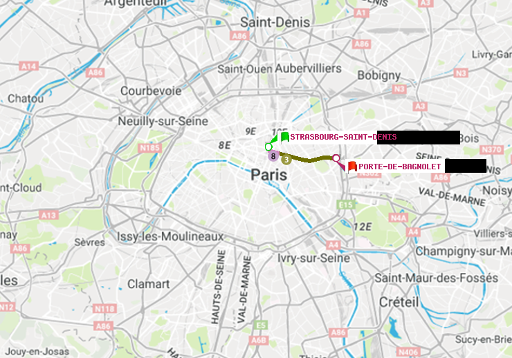 Métro Paris : itinéraire de Strasbourg-Saint-Denis à Porte ...