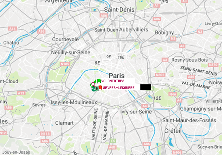 plan itinéraire ratp de Volontaires à Sèvres-Lecourbe