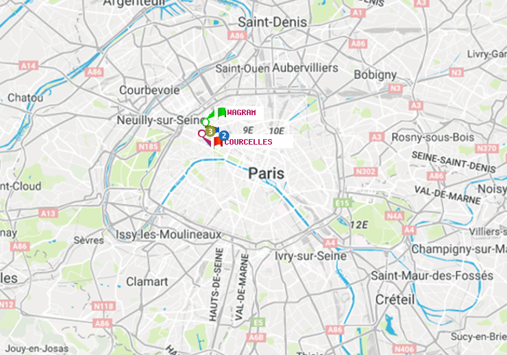 plan itinéraire ratp de Wagram à Courcelles